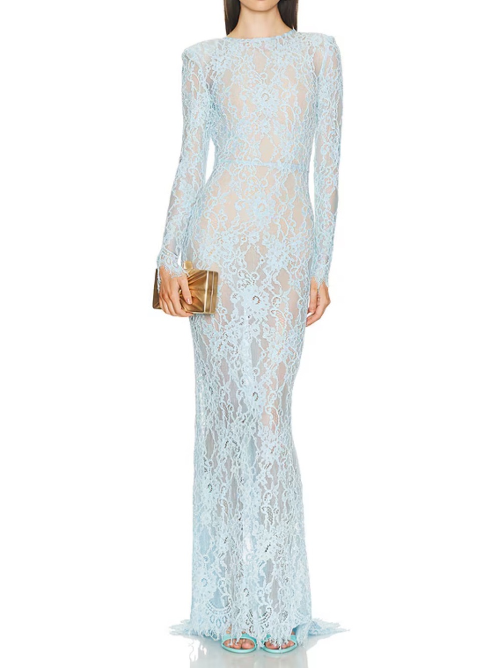 Bronx and Banco Bronx & Banco Electra Lace Gown Maxi Dress Blue - Picture 3 of 14